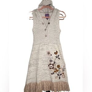 Knit Dress with Floral Accents and hoodie